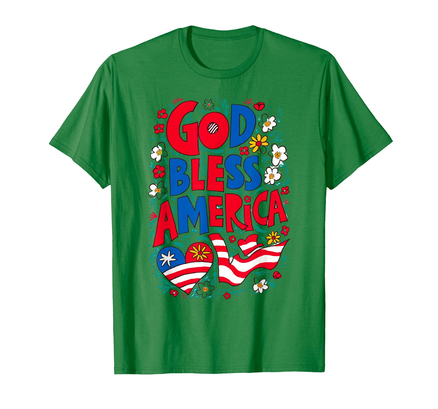 God Bless America Patriotic USA Flag Christian 4th of July T-Shirt