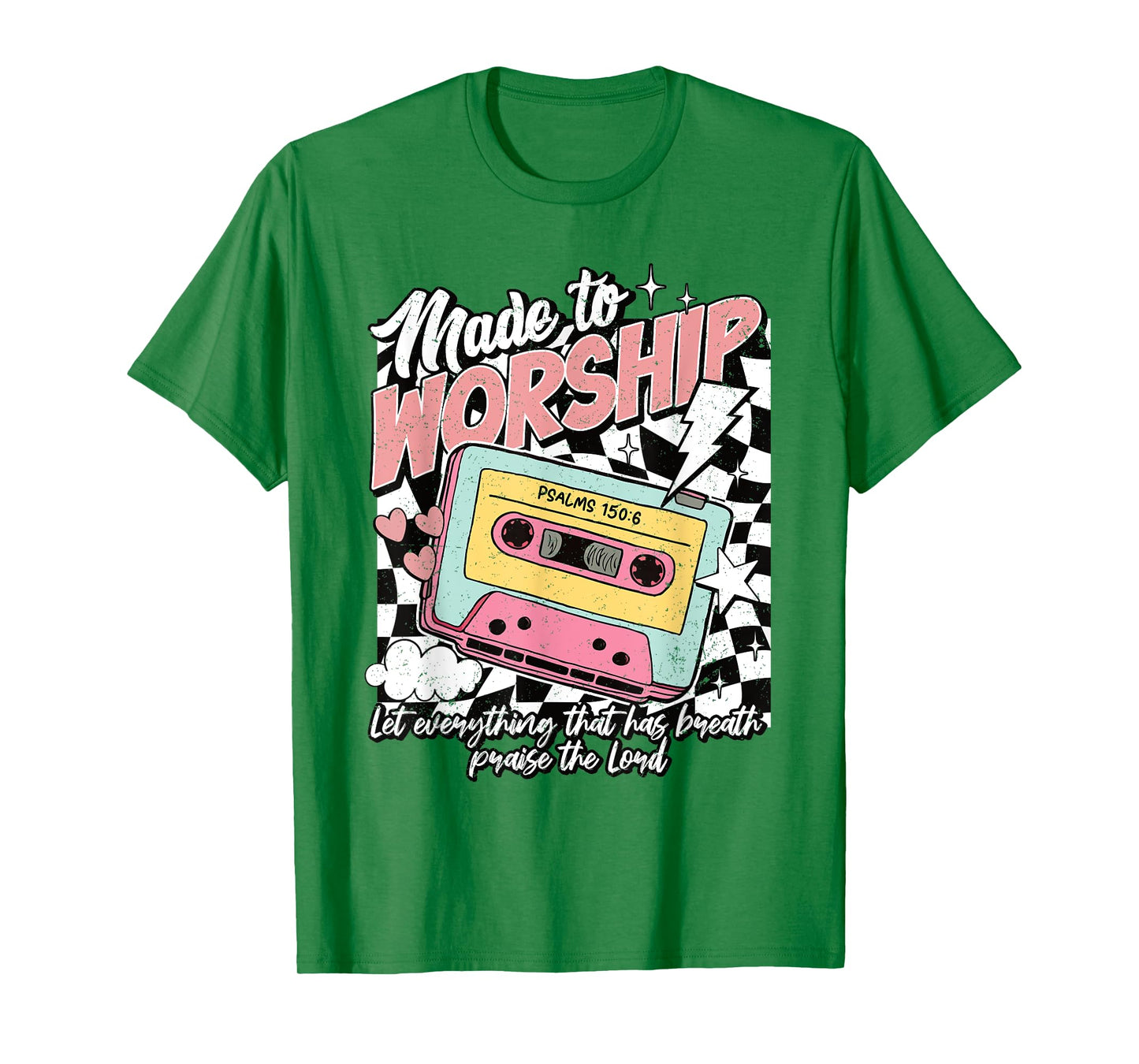 Retro Cassette Made to Worship Psalms 150:6 Christian Music T-Shirt