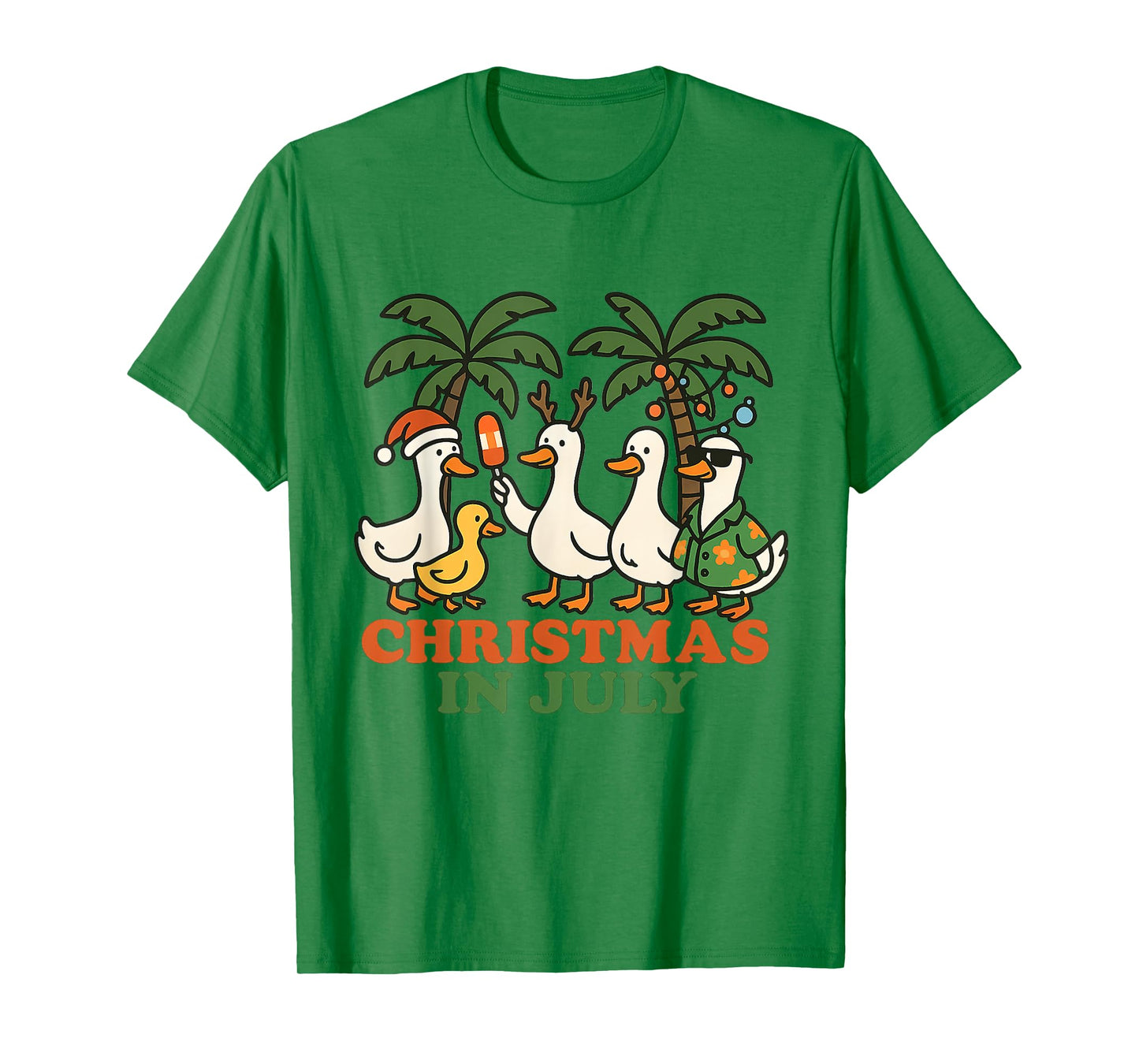Christmas in July Funny Ducks Tropical Holiday Summer T-Shirt