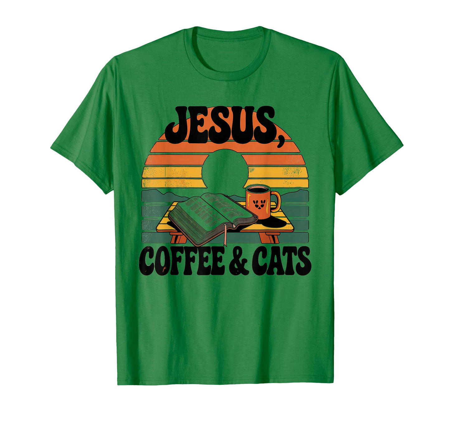 Jesus Coffee Cats Funny Cute Design Jesus Lovers Christian T-Shirt