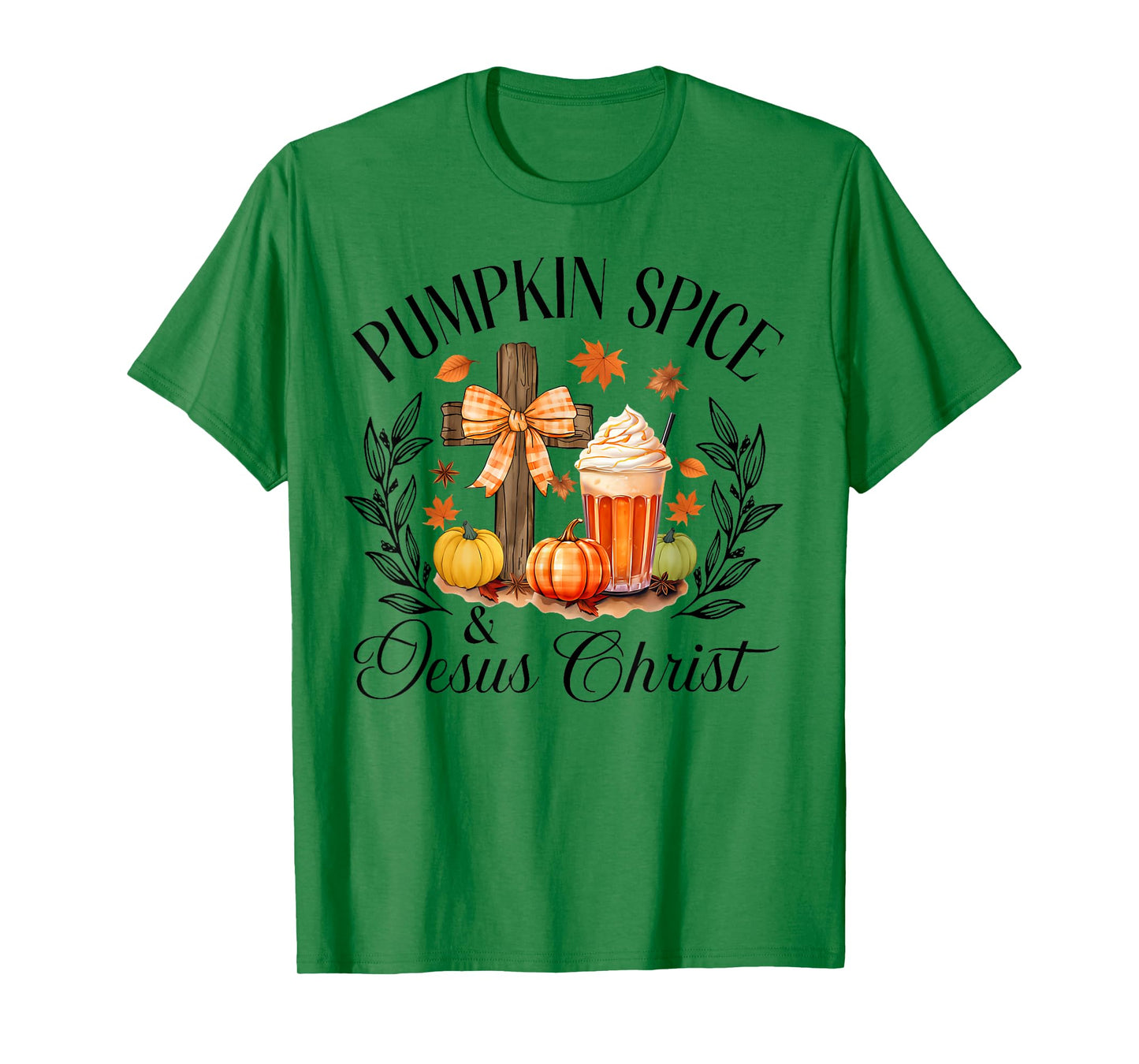 Pumpkin Spice And Jesus Christ Cross Pumpkin Christian T-Shirt