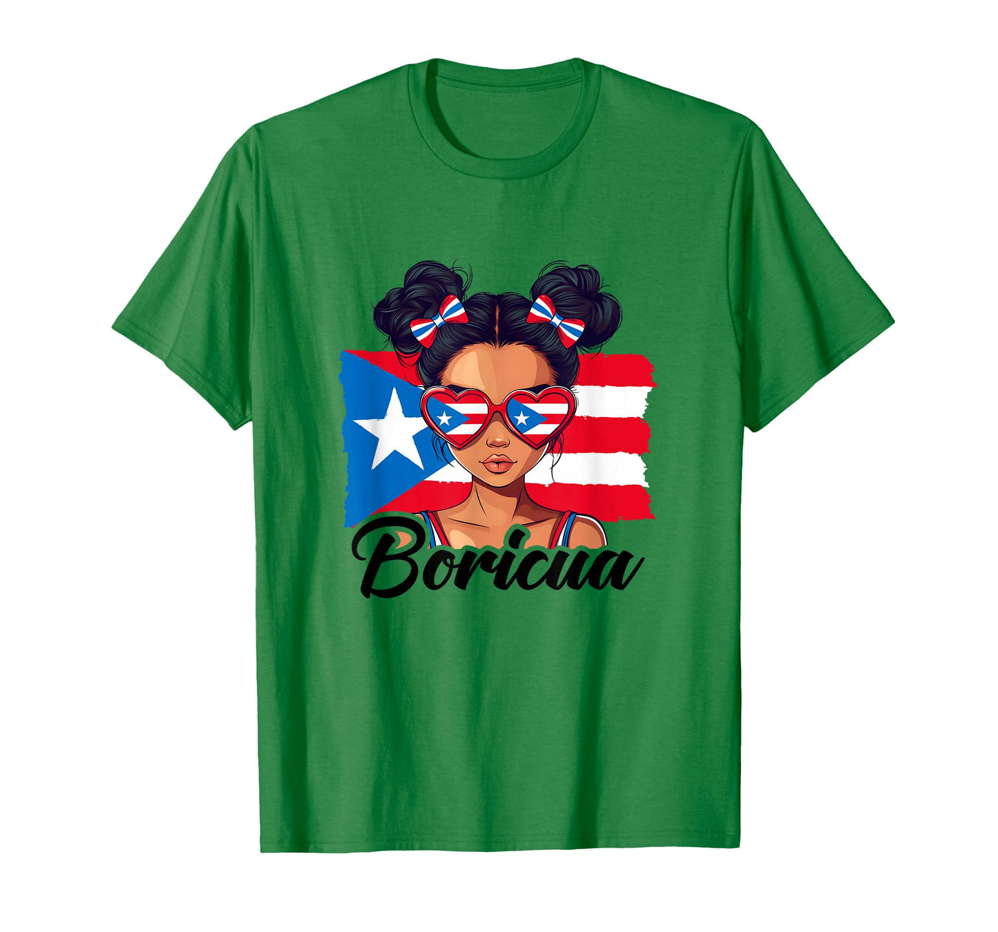 Puerto Rico Hispanic Heritage Messy Bun Puerto Rican Girls T-Shirt