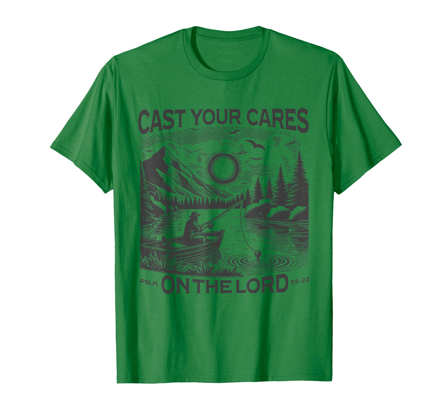 Cast Your Cares On The Lord Man Christian Fishing Fisherman T-Shirt