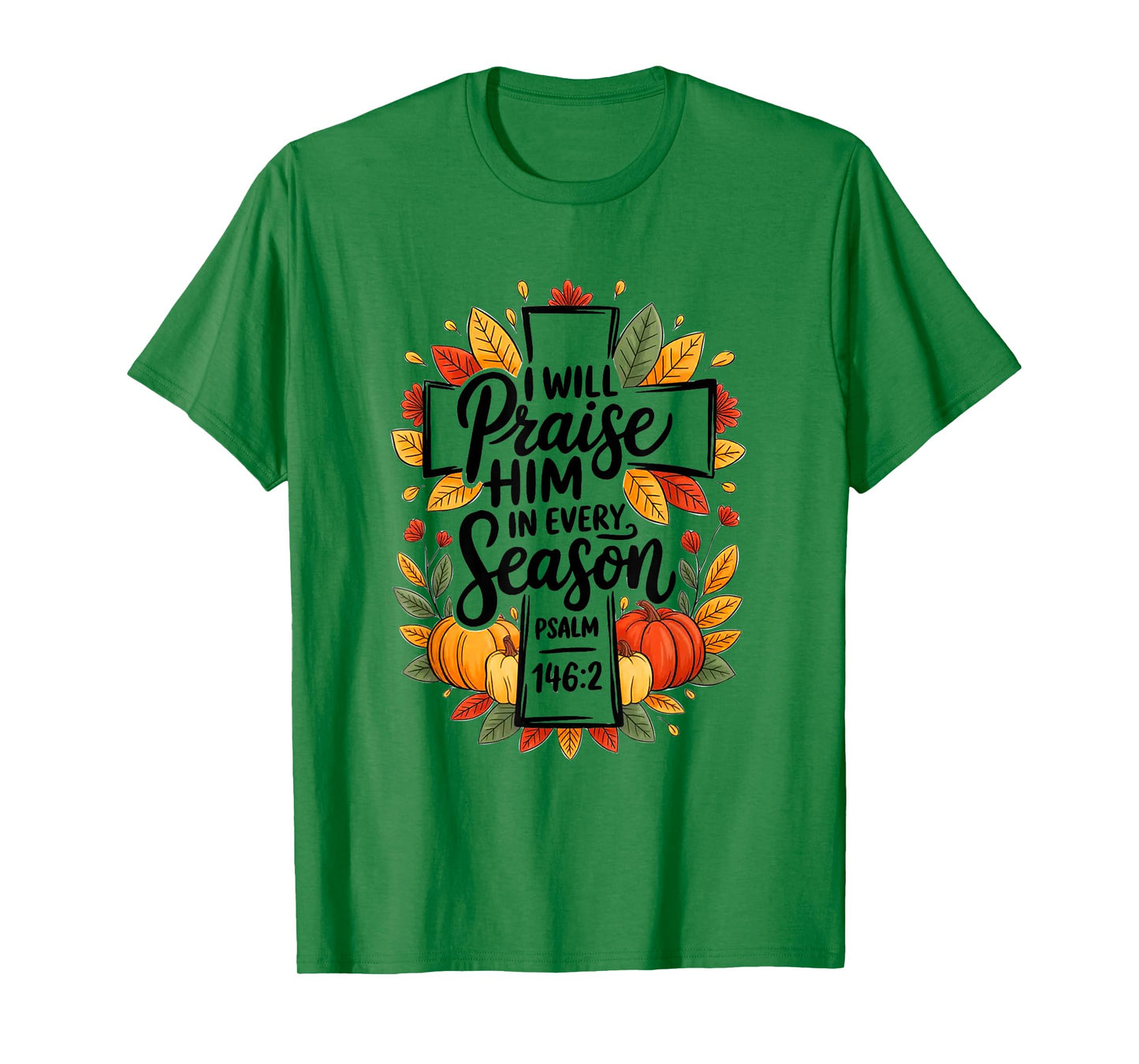 Fall Christian Cross Floral Autumn Pumpkin Bible Verse Faith T-Shirt