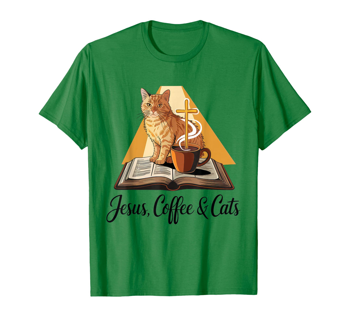 Jesus Coffee Cats Funny Cute Design Jesus Lovers Christian T-Shirt