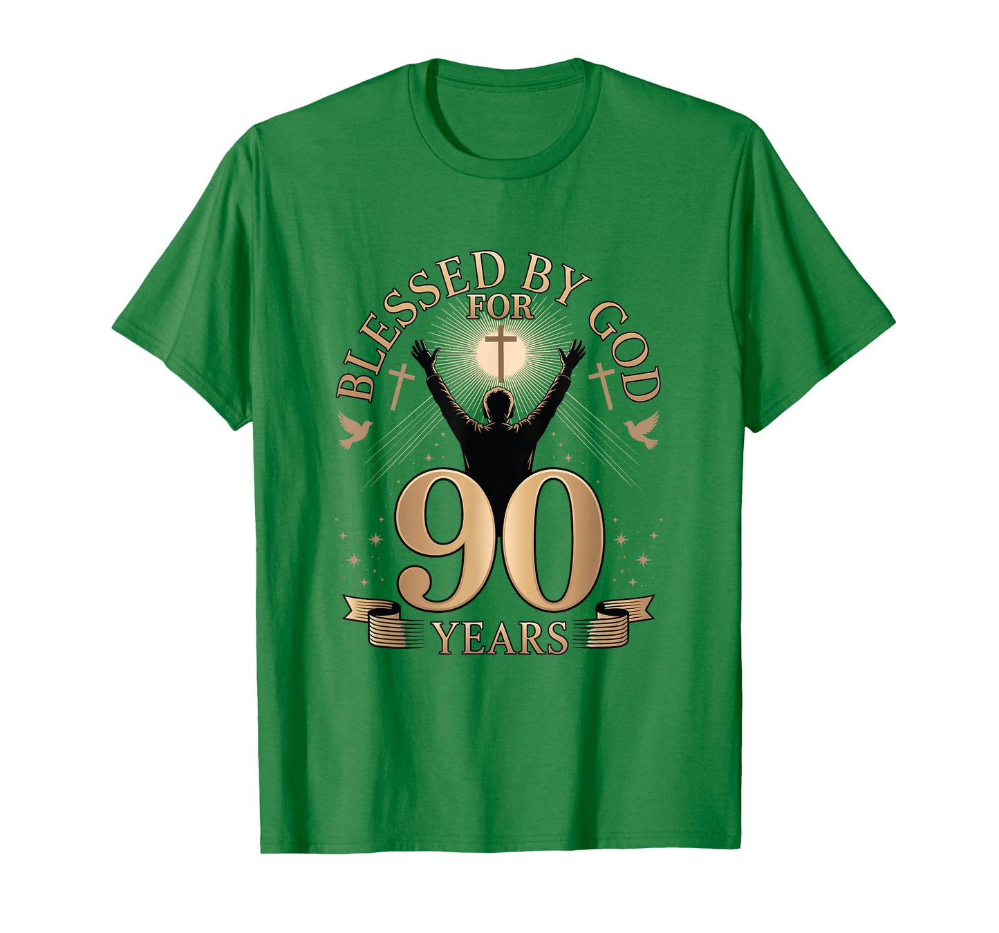 Blessed by God for 90 Years Religious Themed 90th Birthday T-Shirt