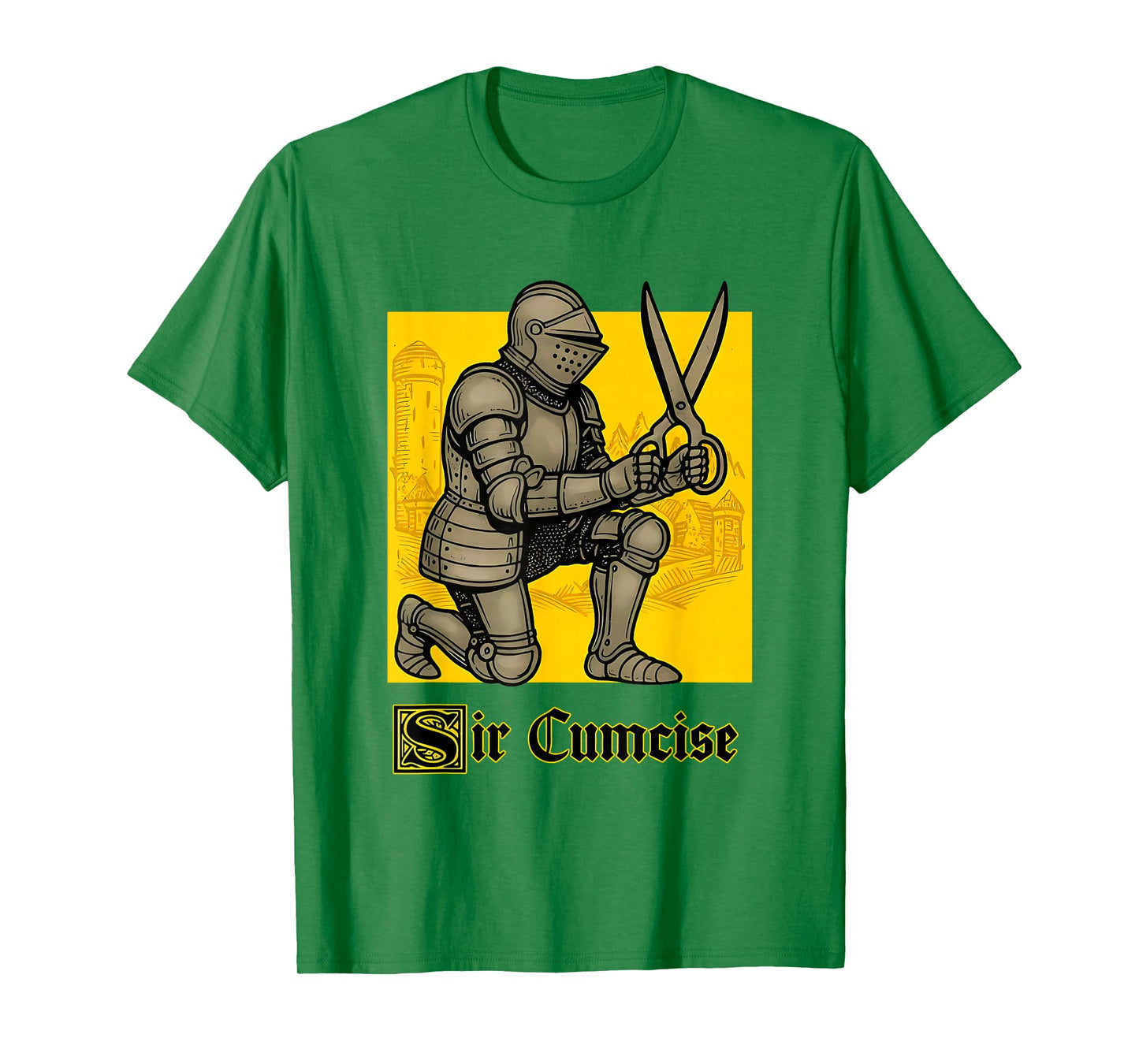 Sir Cumcise Knight Holding Scissors Funny Medieval T-Shirt