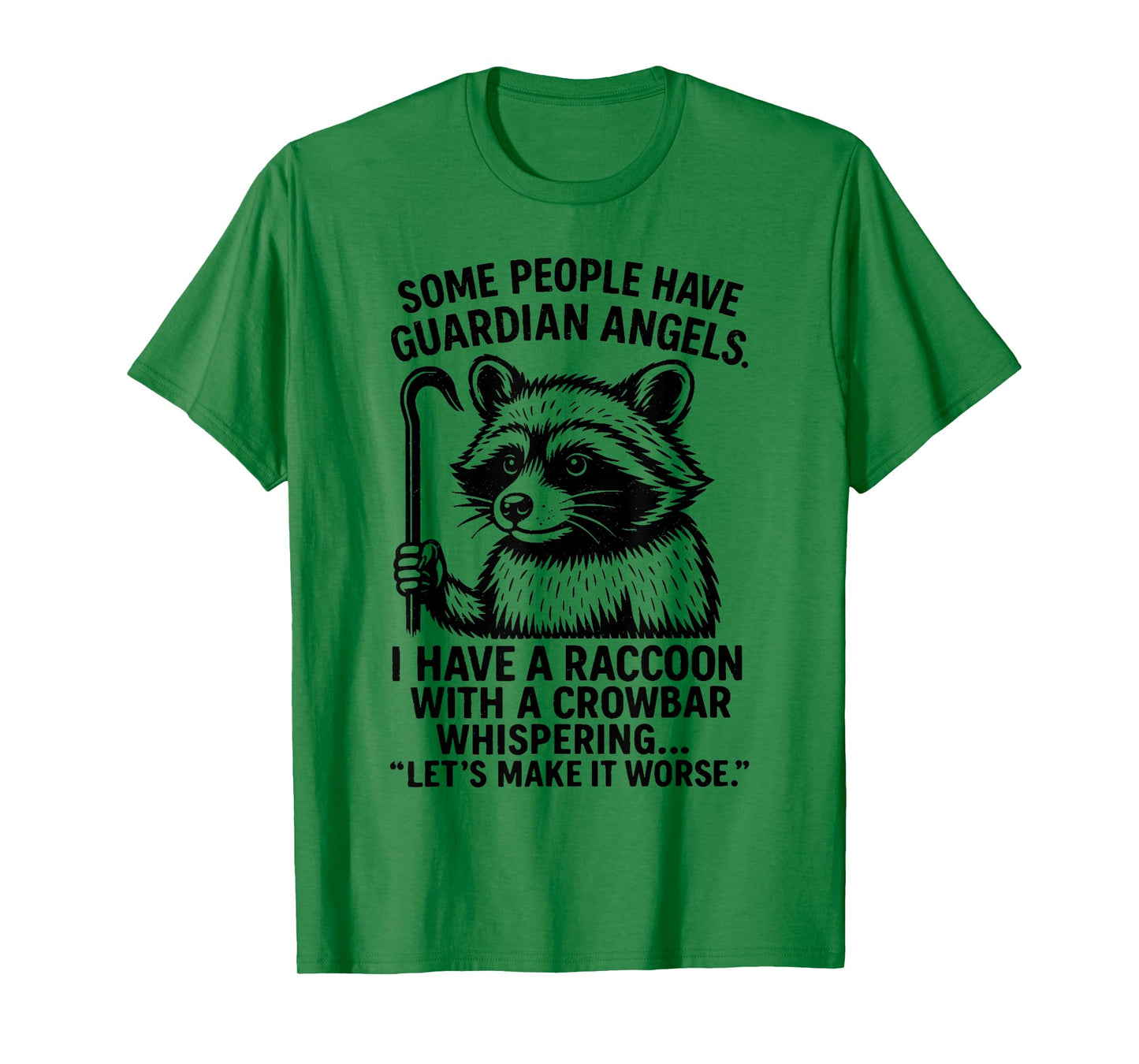Funny Retro Raccoon Crowbar Meme Guardian Angel Parody T-Shirt