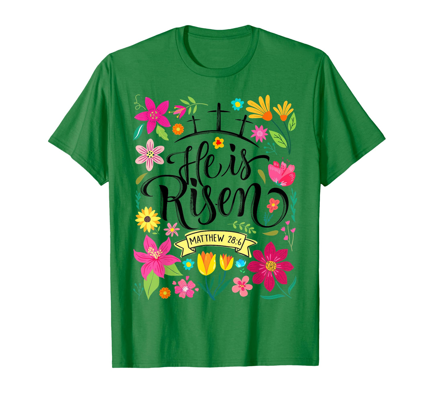 He Is Risen Mattew 28:6 Boho Floral Christian Easter T-Shirt