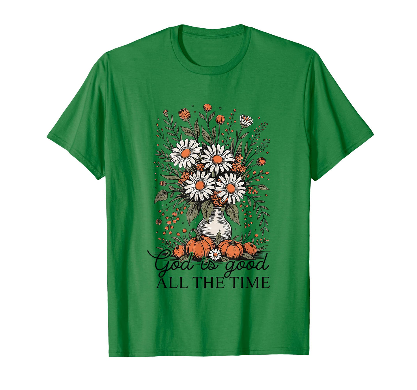 Fall Autumn Pumpkin God is Good All The Time Boho Christian T-Shirt