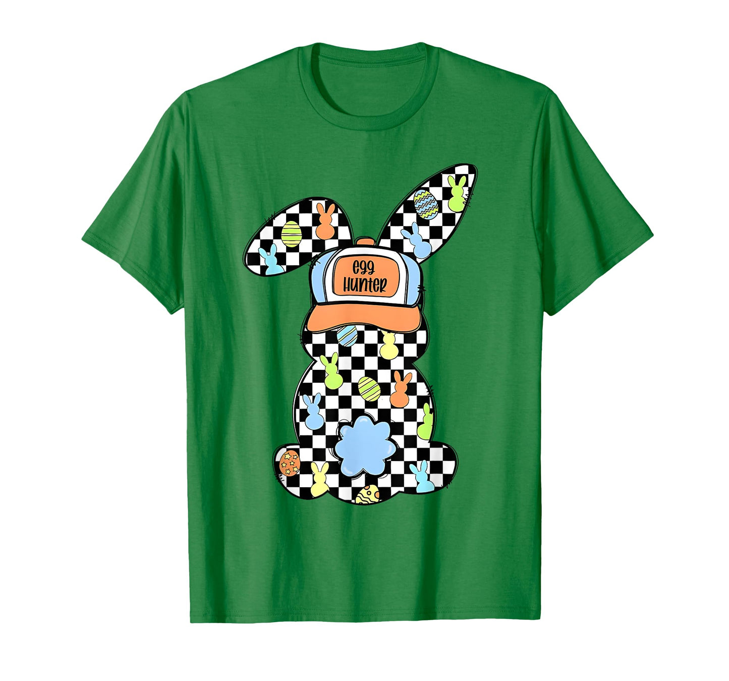 Checkered Bunny Easter Day Coquette Bows Rabbit Happy Easter T-Shirt