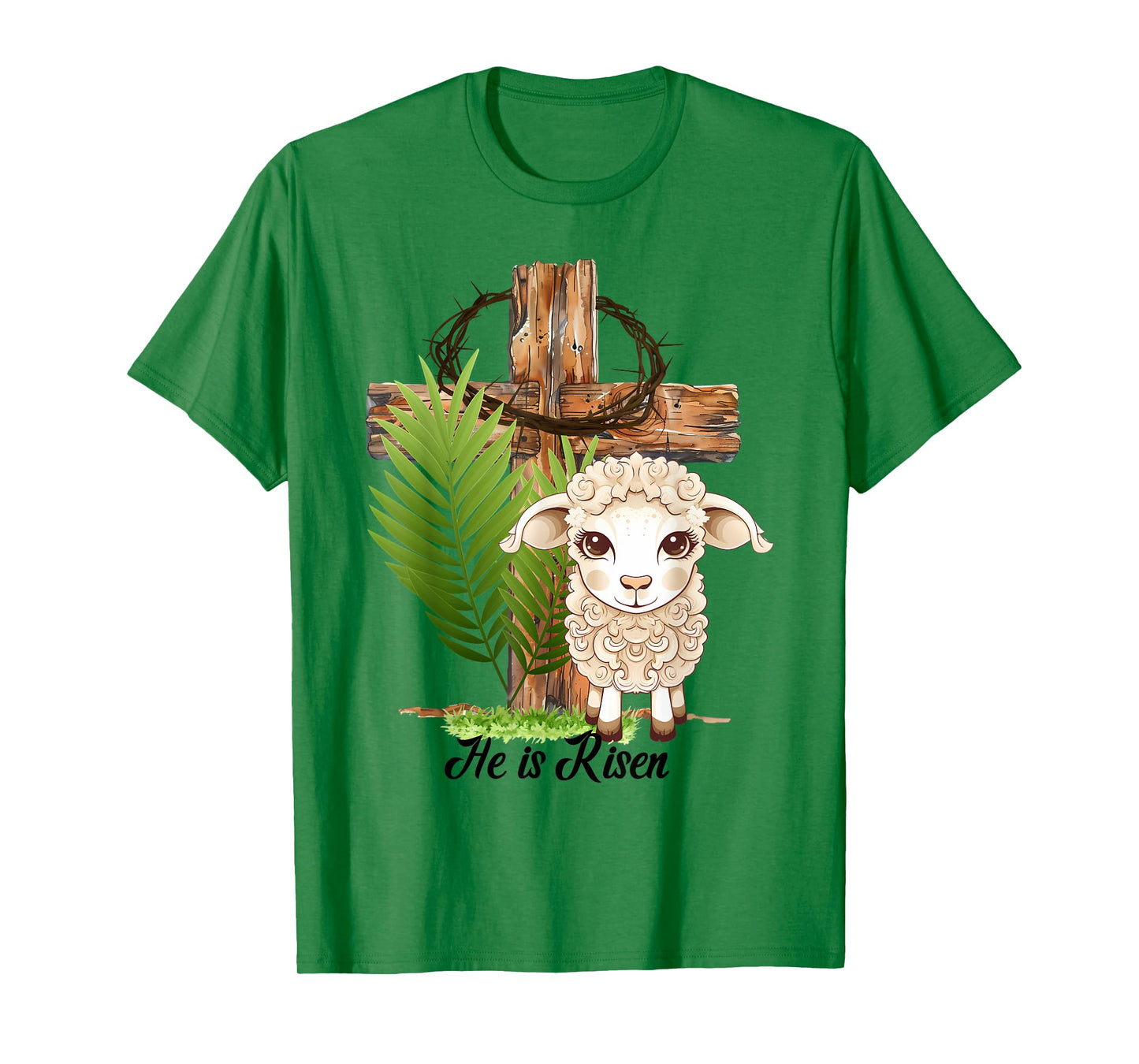 Jesus He is Risen Lamb Cross Crown of Thorns Easter T-Shirt