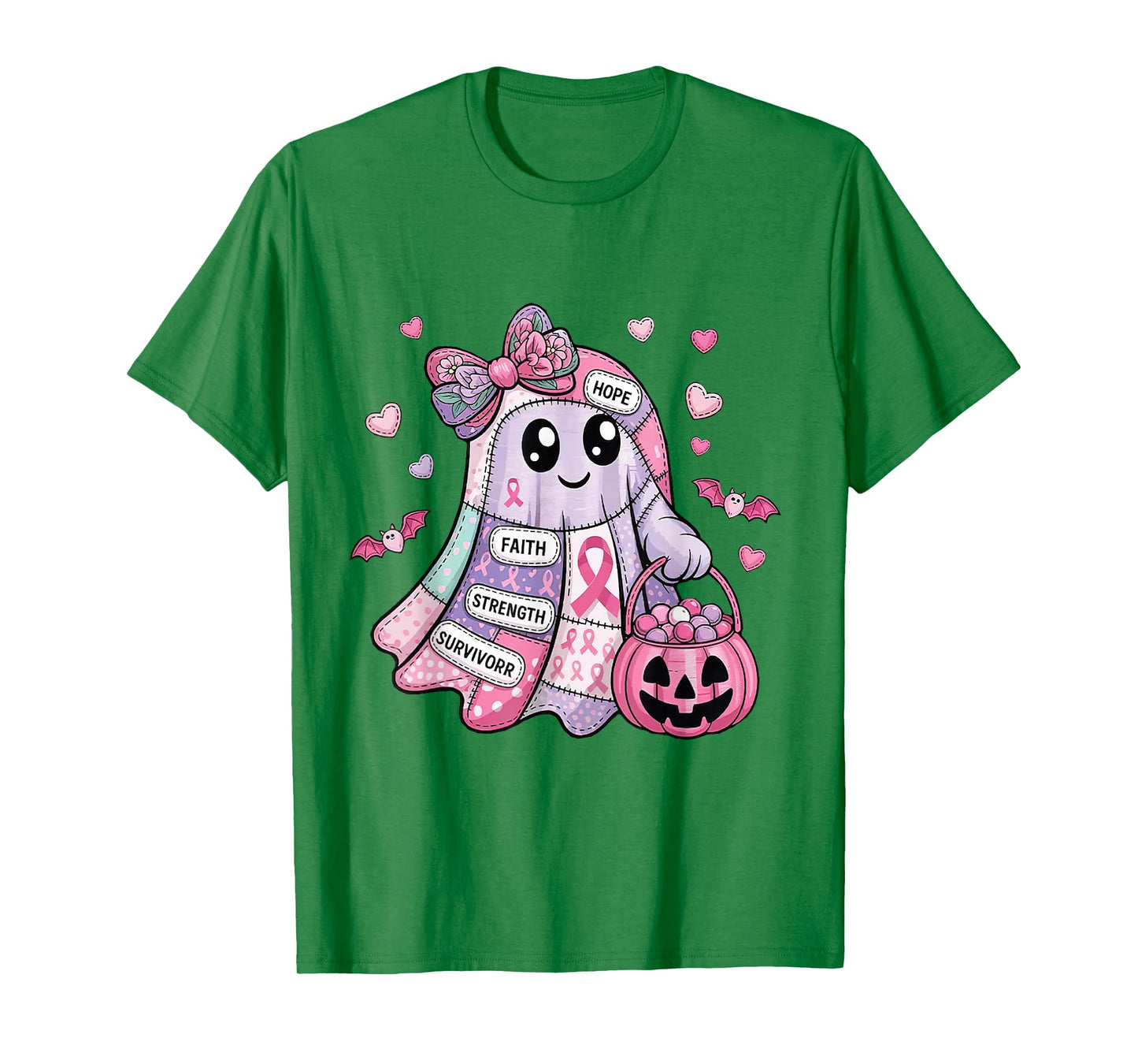 in October We Wear Pink Coquette Bow Ghost Pumpkin Halloween T-Shirt
