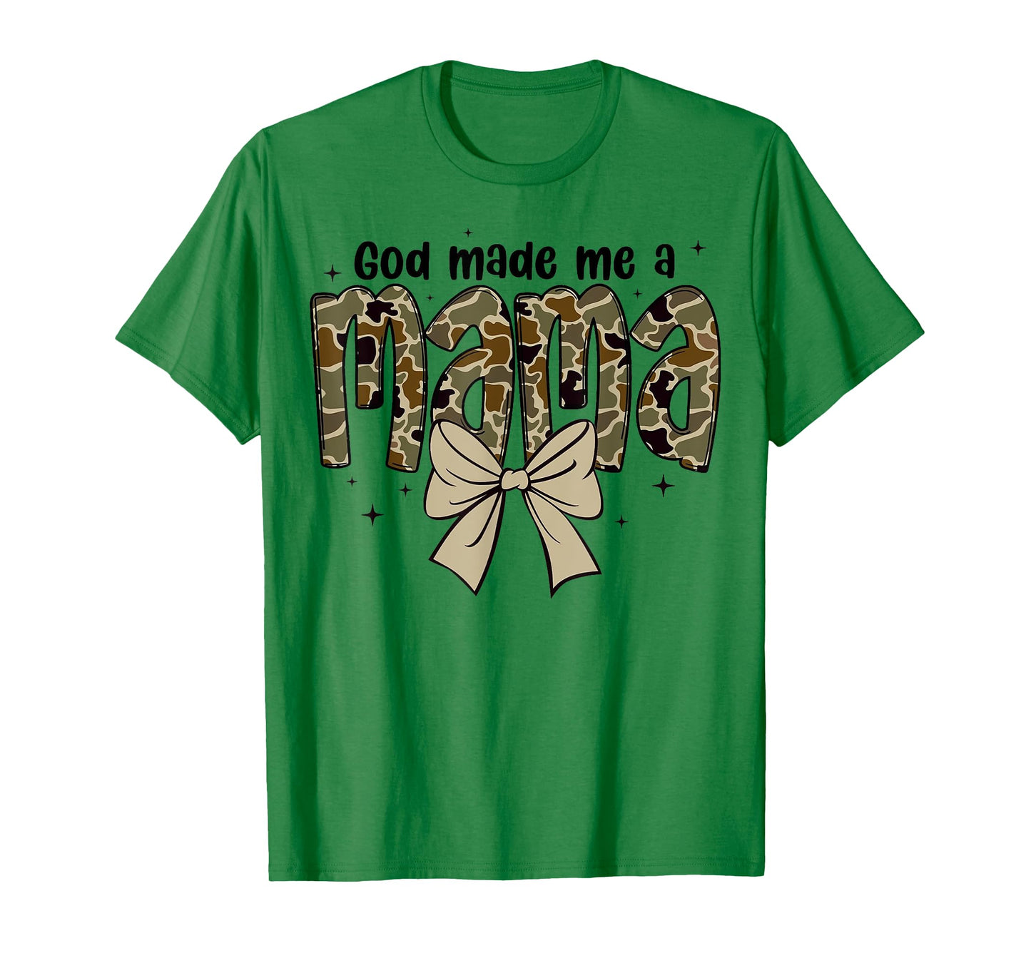 God made me a mama Mother Coquette Duck Camo Bow Retro T-Shirt