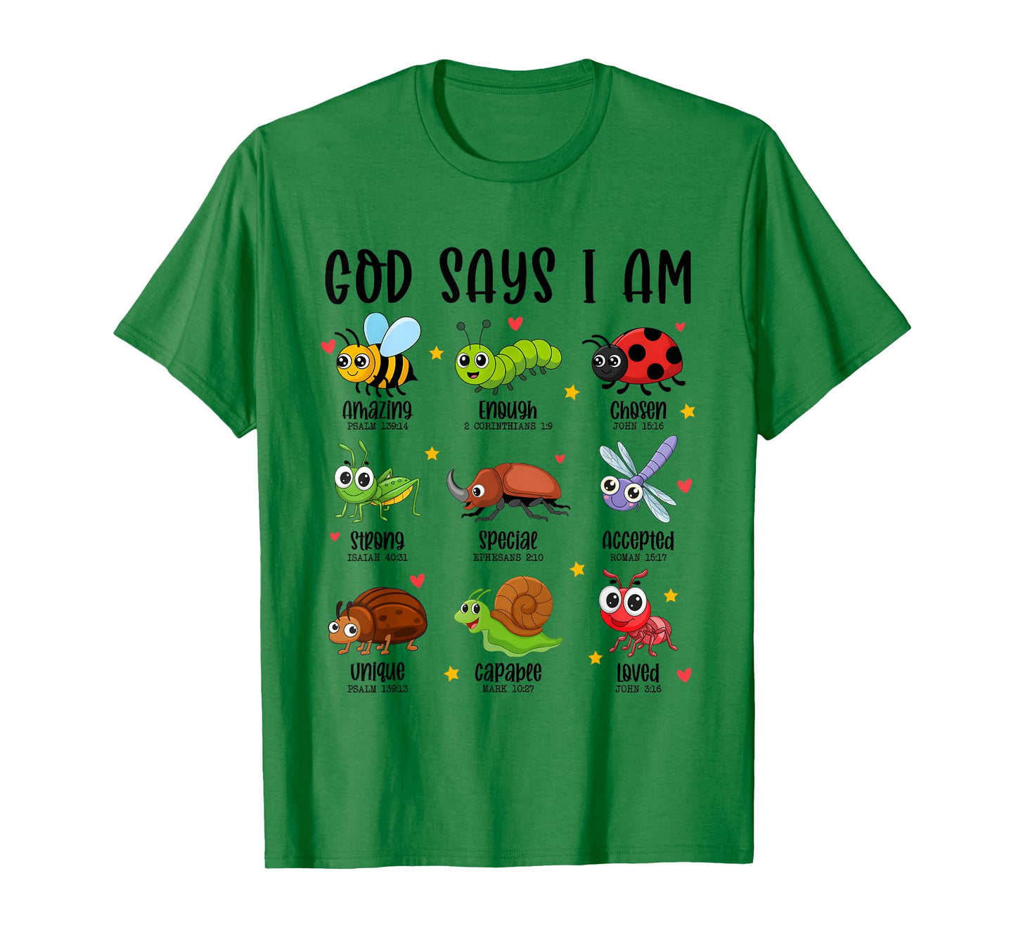 God Says I Am Christian Boys Kids Bug Hunter Hunting Bugs T-Shirt