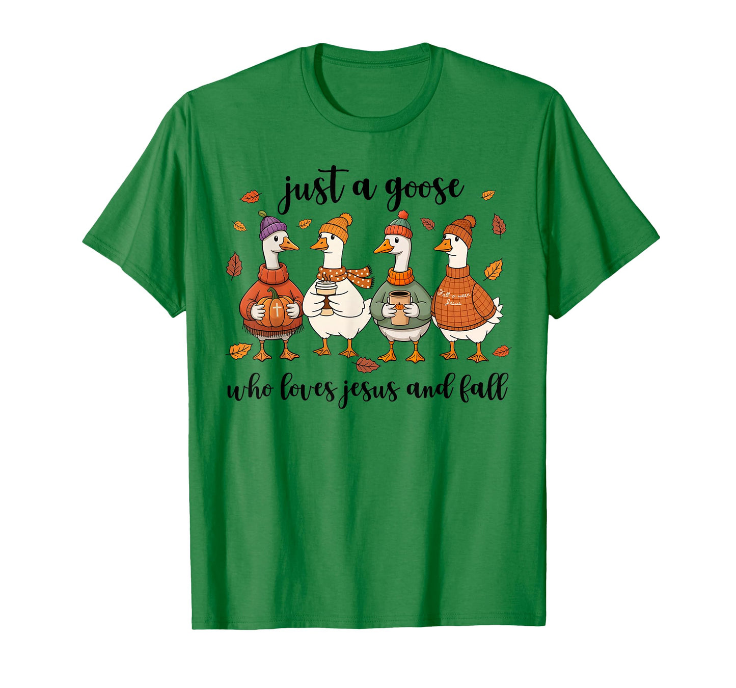 Funny Goose Who Loves Jesus and Fall Christian Autumn T-Shirt