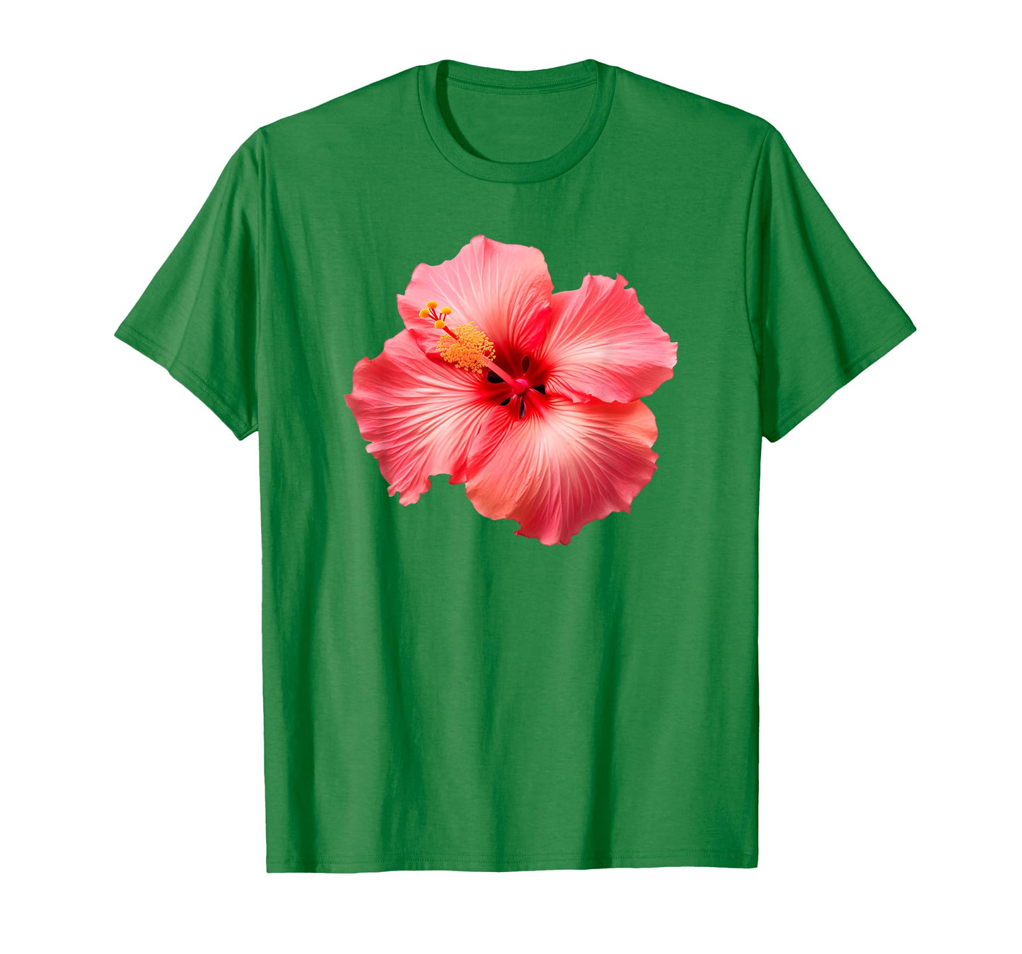 Flirty Pink Hibiscus Flower Vintage Hawaiian T-Shirt