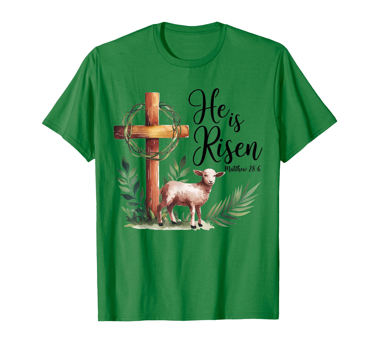 True Easter He is Risen Lamb Crown of Thorn Cross Palm Jesus T-Shirt