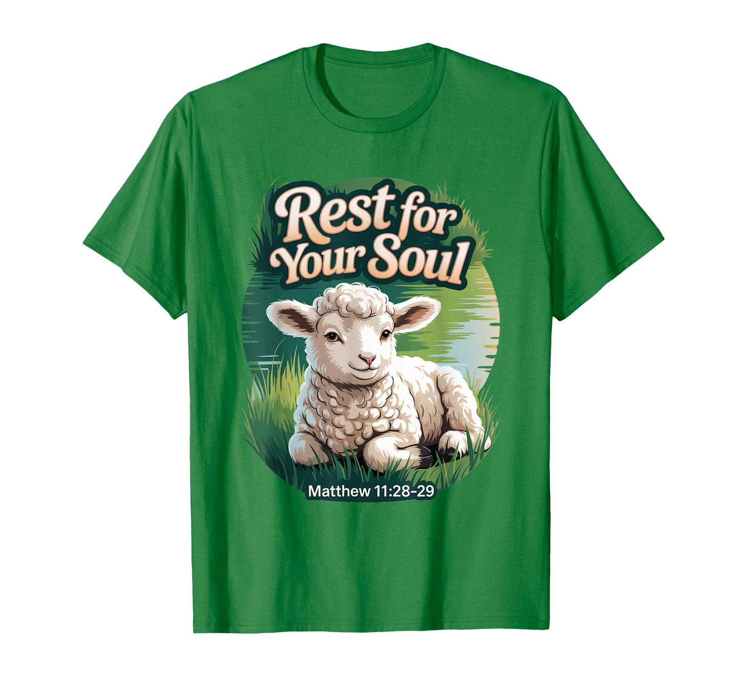 Rest for Your Soul/Matthew 11 / Peaceful Lamb by Water T-Shirt