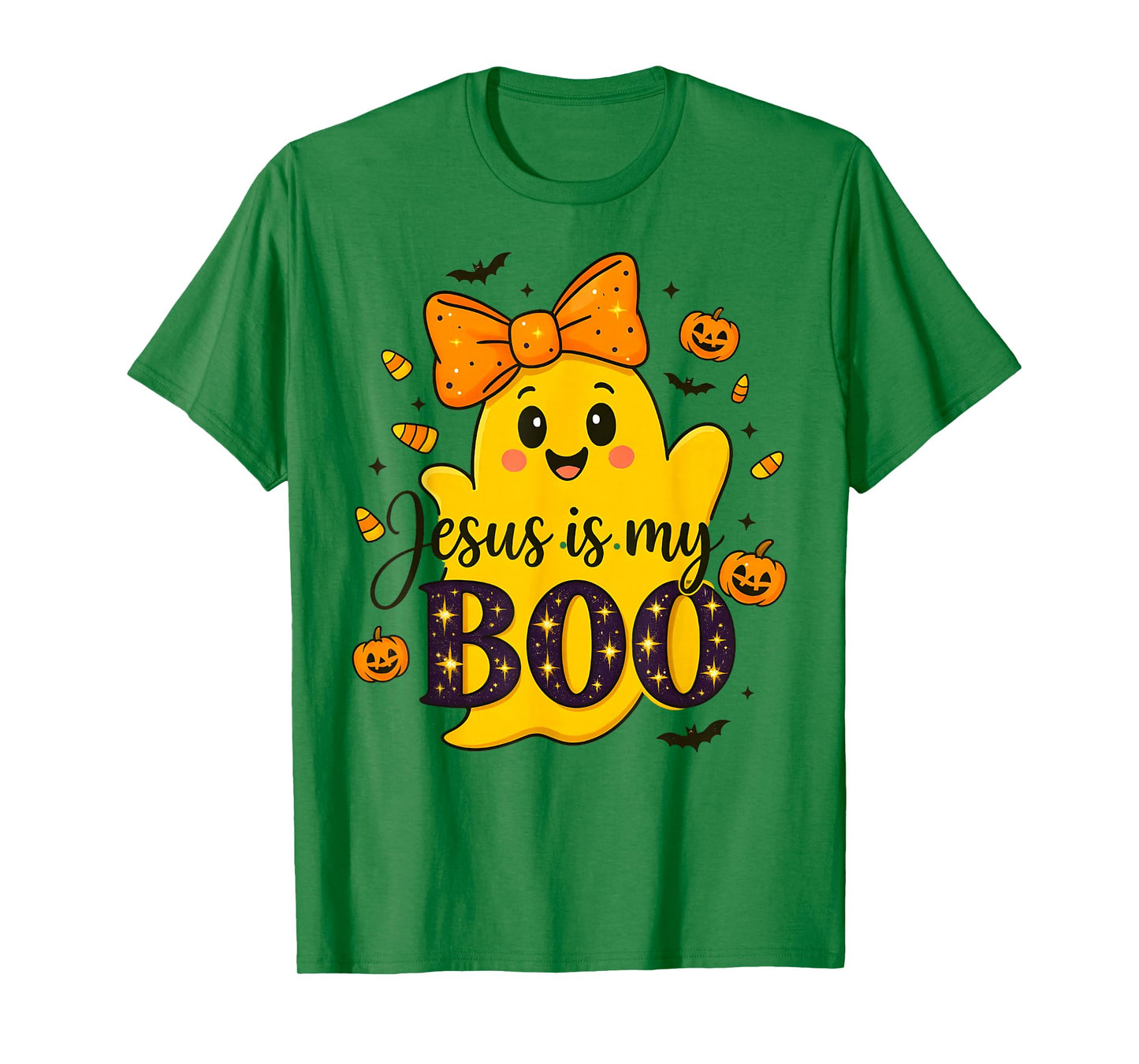 Jesus is My Boo Christian Halloween Ghost Bow Women Kids T-Shirt