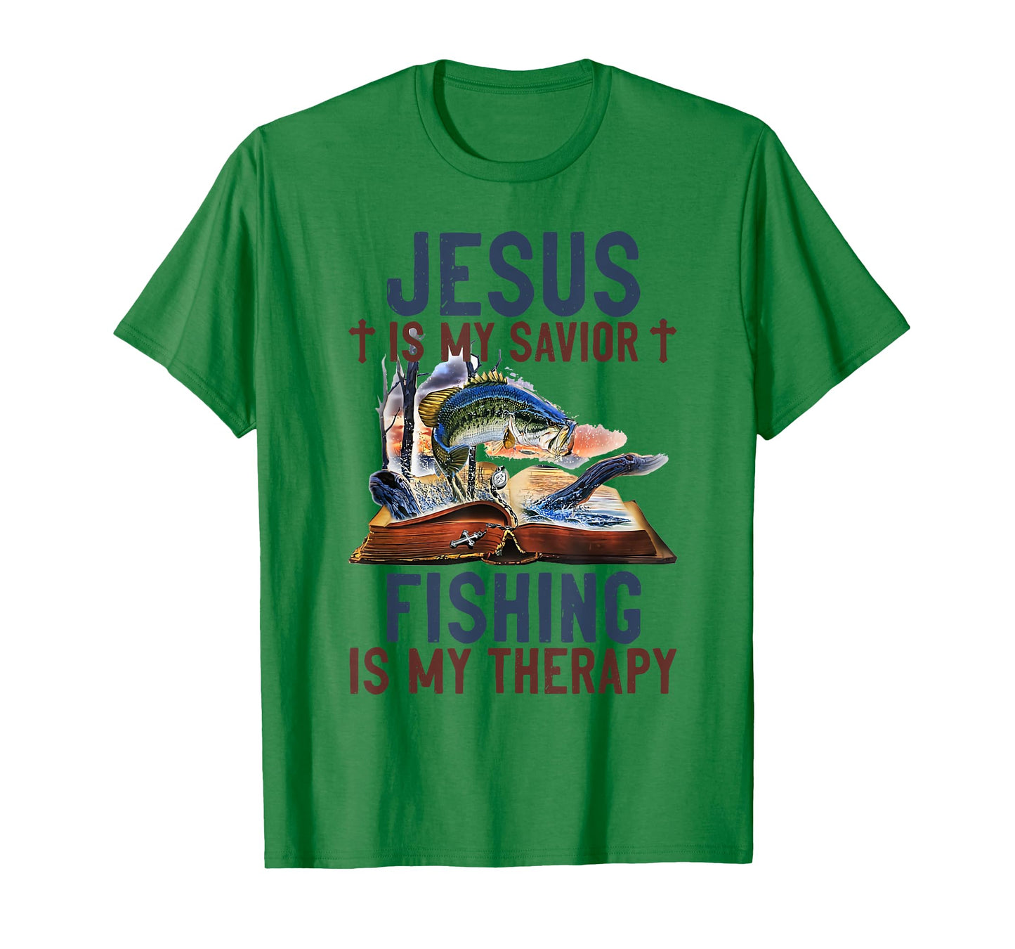 Jesus is my savior fishing is my therapy T-Shirt