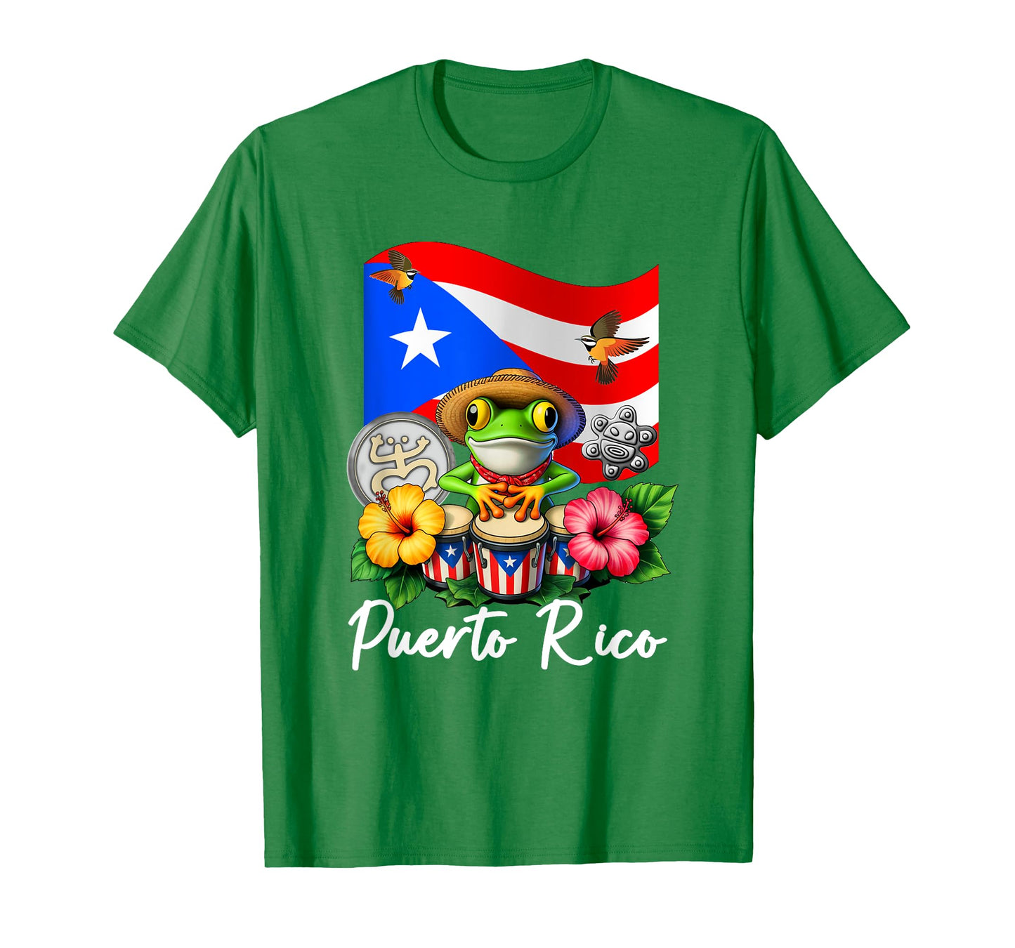 Funny Boricua Coqui Frog Taino Puerto Rico Puerto Rican Flag T-Shirt