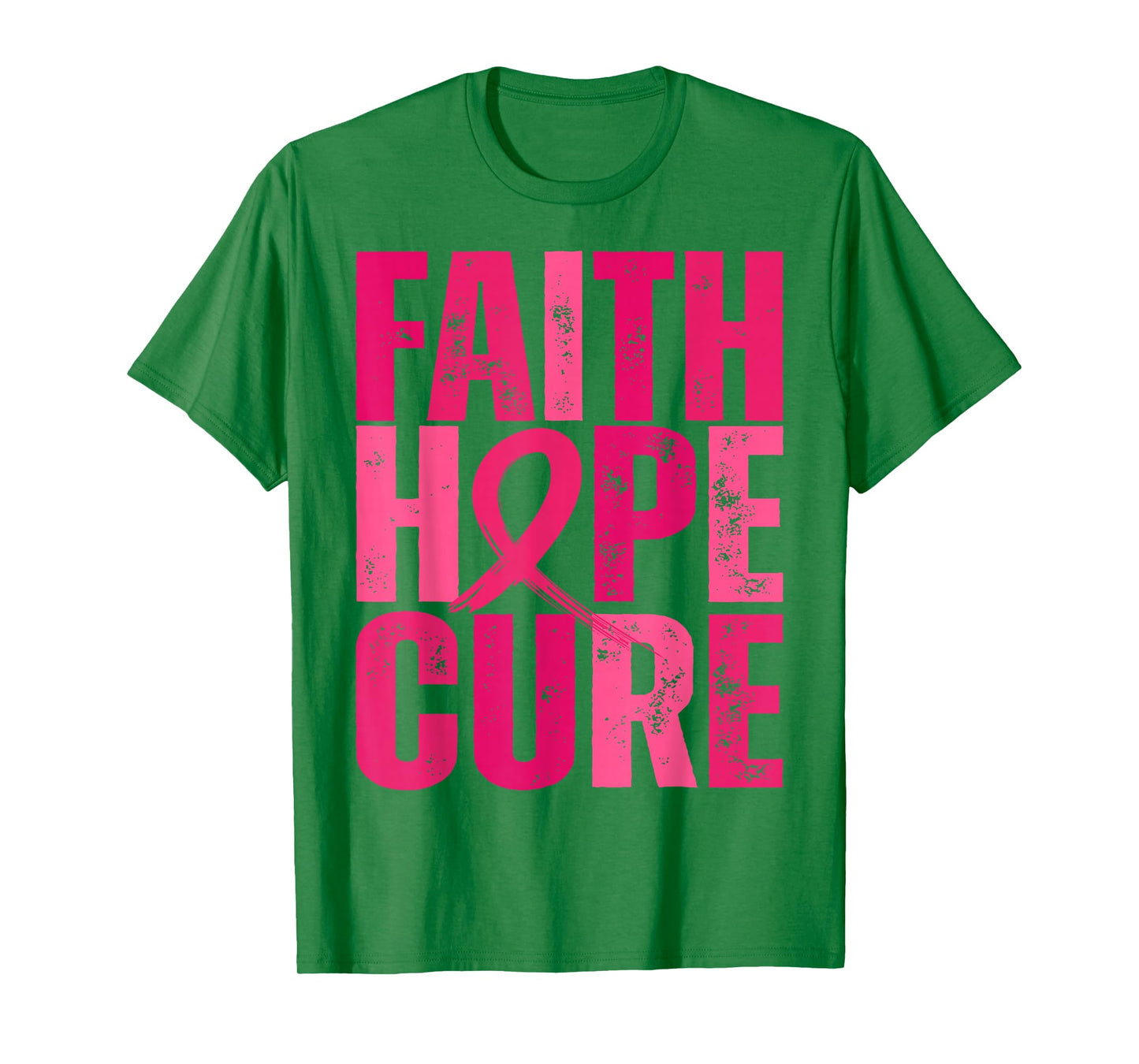 Retro Faith Hope Cure Pink Ribbon Breast Cancer Awareness T-Shirt