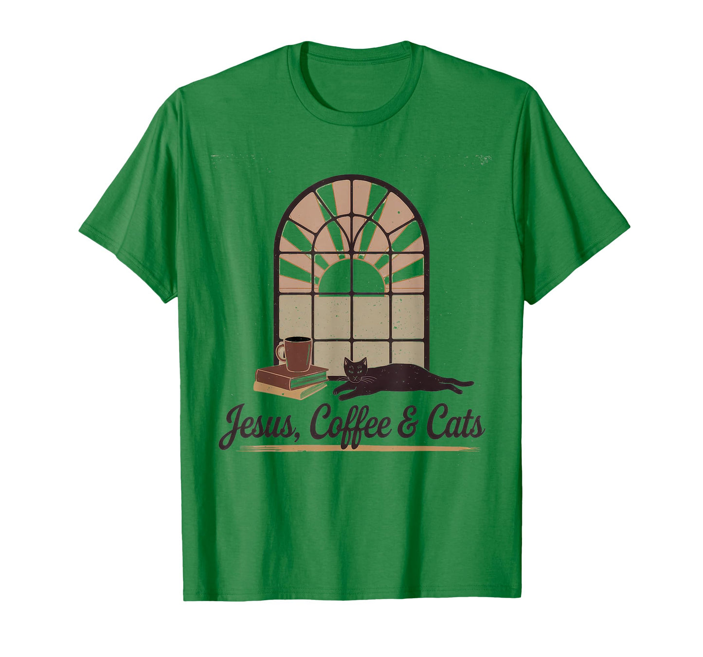 Jesus Coffee Cats Funny Cute Design Jesus Lovers Christian T-Shirt