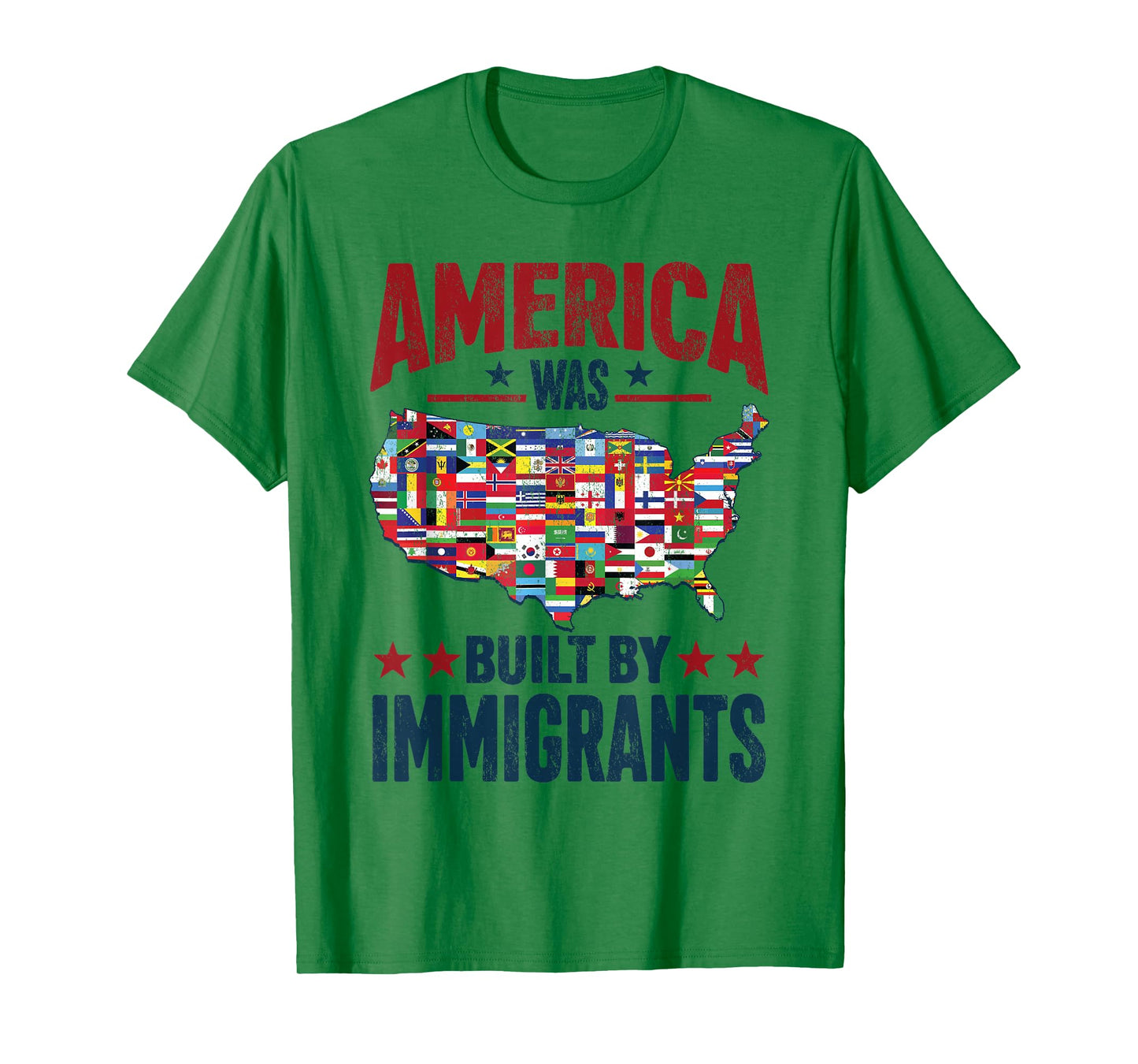 America Was Built by Immigrants USA Flag Map Patriotic Pride T-Shirt