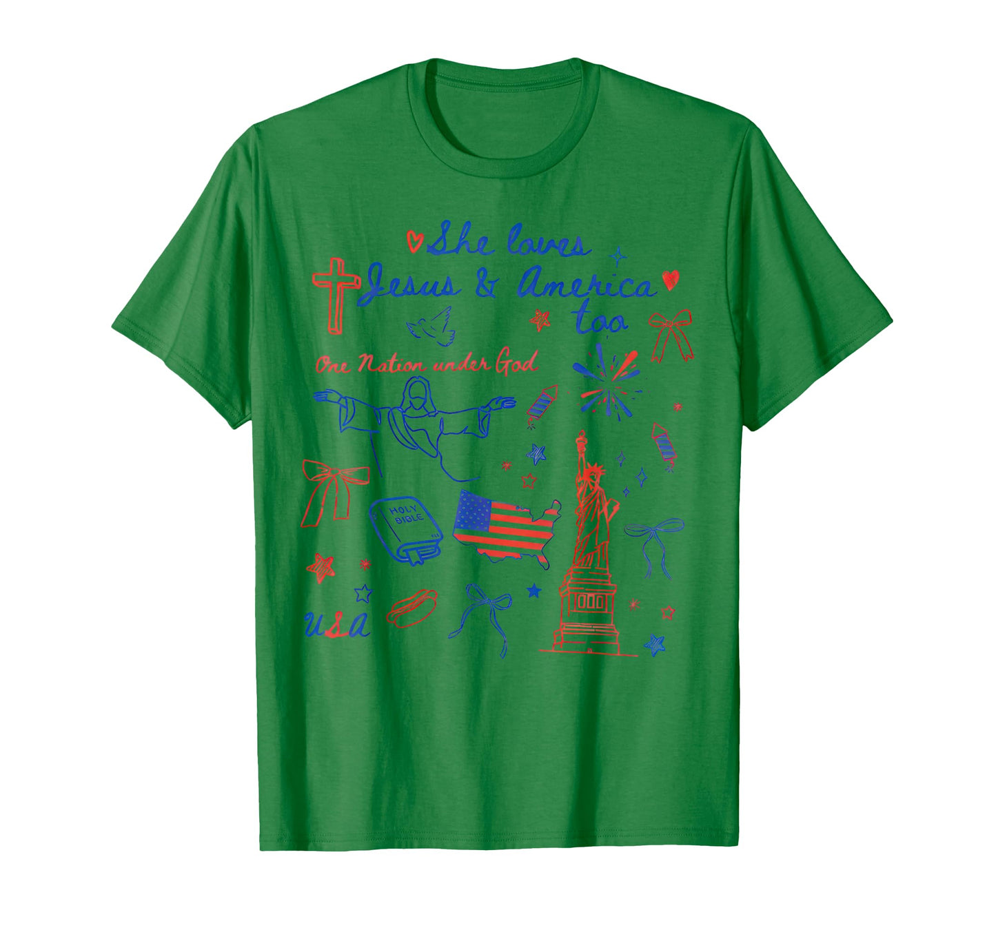 She Loves Jesus And America Too Christian Retro 4th of July T-Shirt