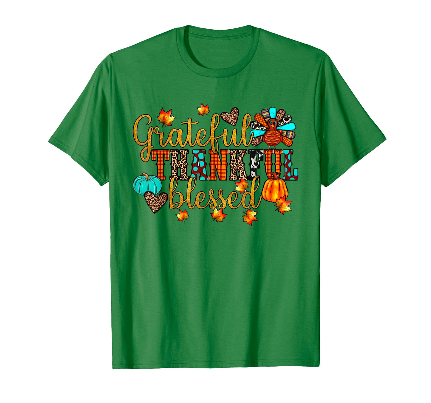 Thankful Grateful Blessed Christian Religious Thanksgiving T-Shirt