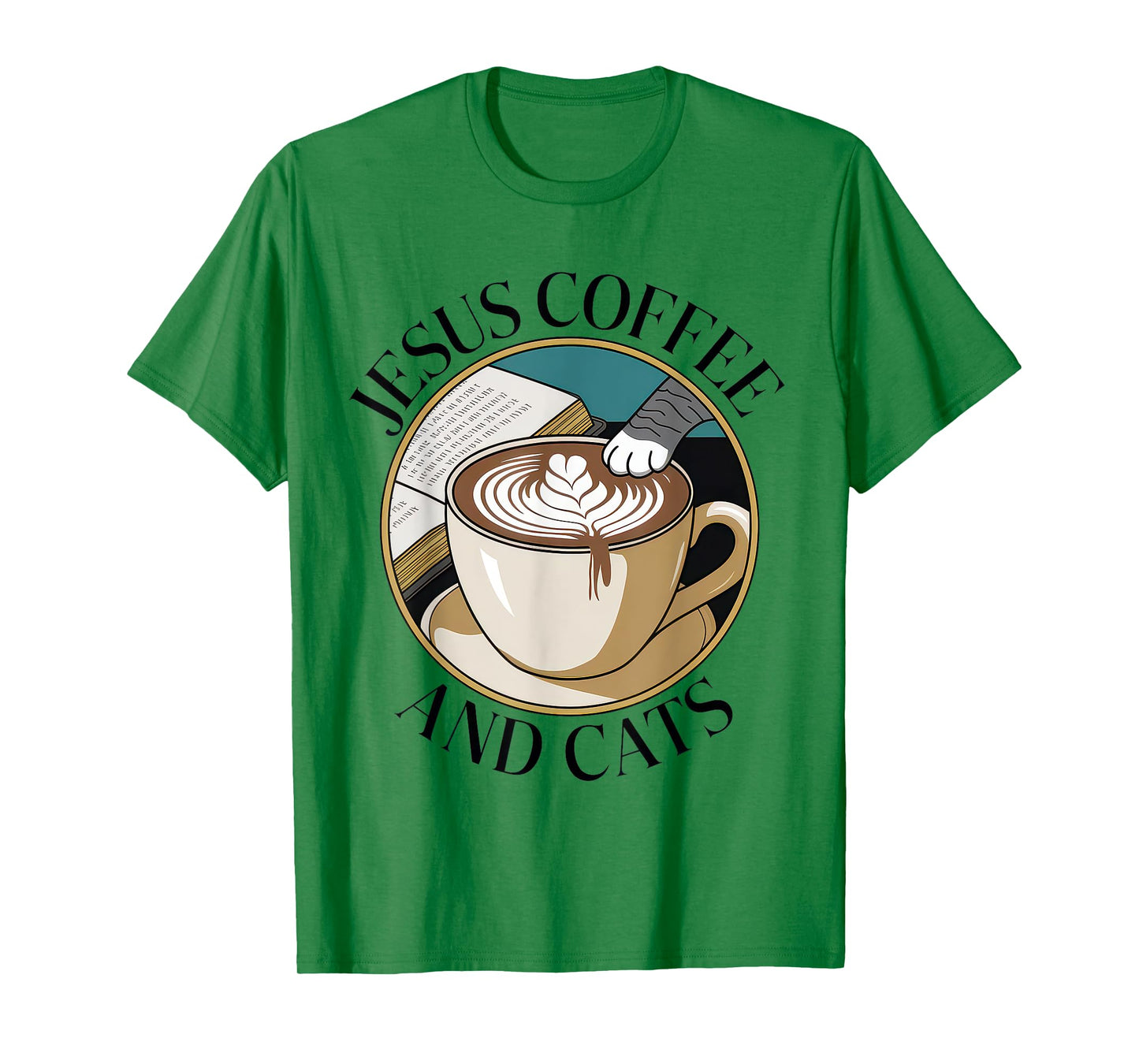 Jesus Coffee Cats Funny Cute Design Jesus Lovers Christian T-Shirt