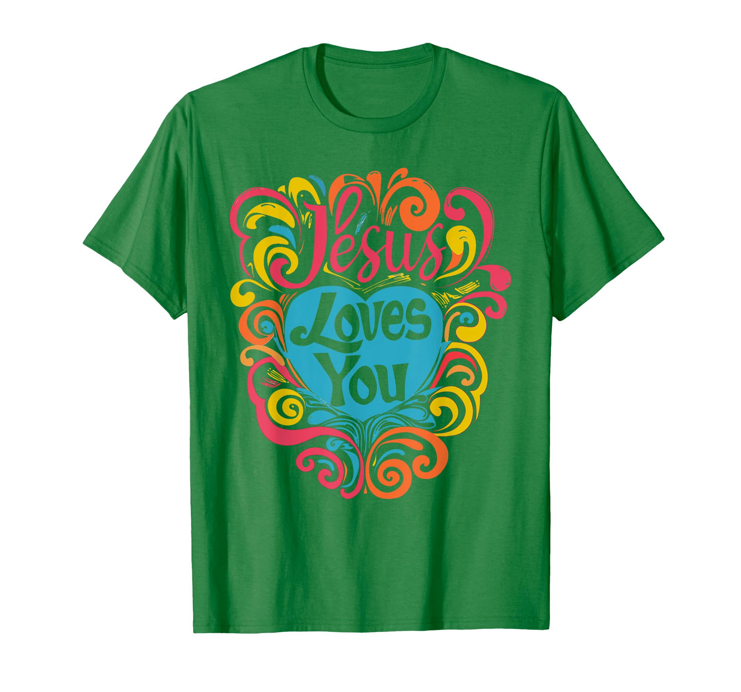 Jesus Loves You Colorful Groovy Christian Girl Jesus T-Shirt