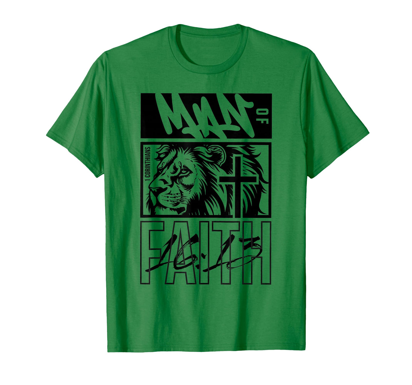 Christian Jesus Faith Lion Men Religious Cross Bible Verse T-Shirt