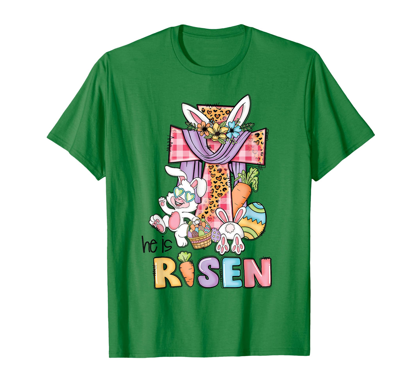 He is Risen Floral Cross Vintage Happy Easter Day T-Shirt