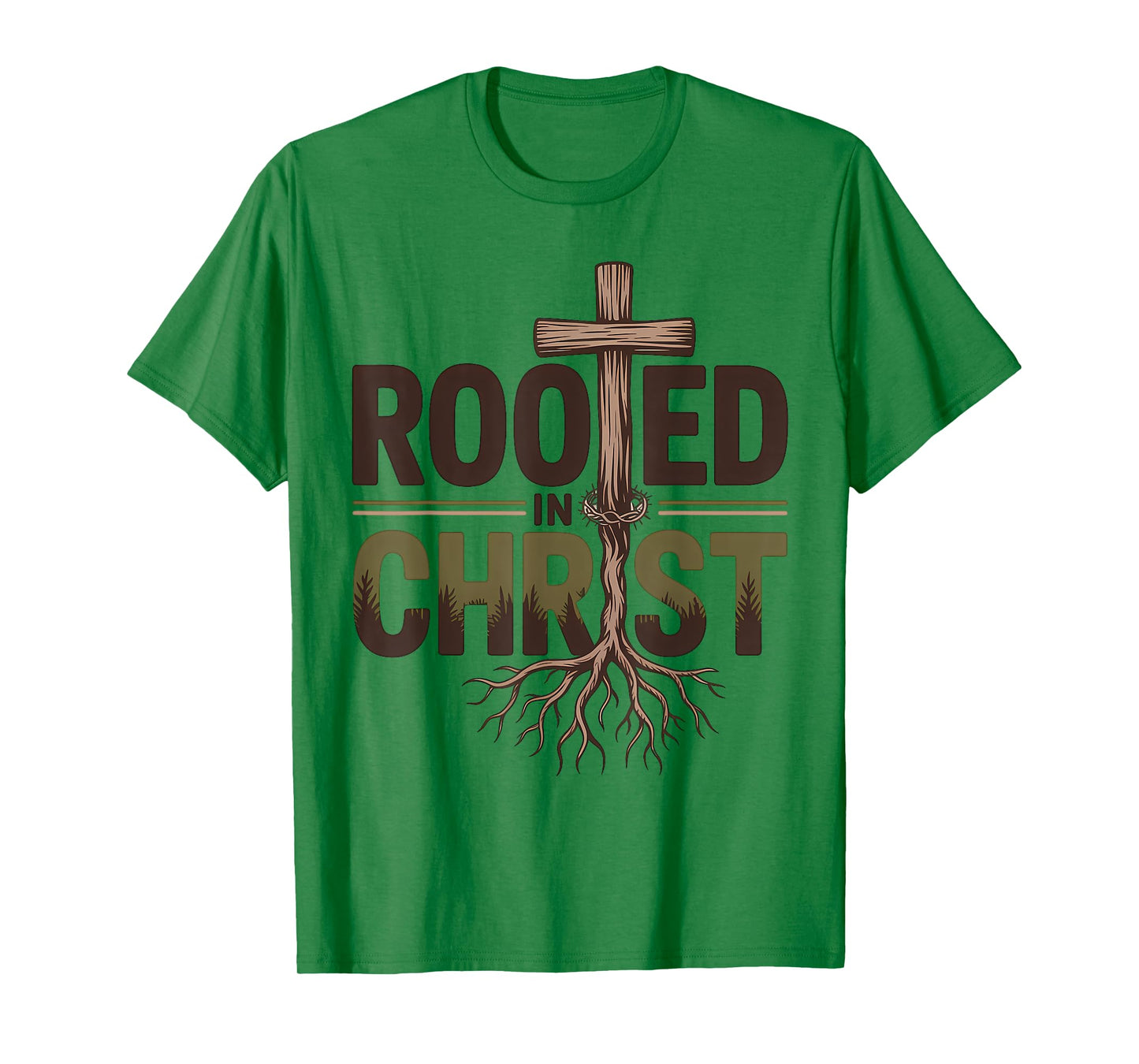 Rooted in Christ Christian Faith Jesus Cross T-Shirt