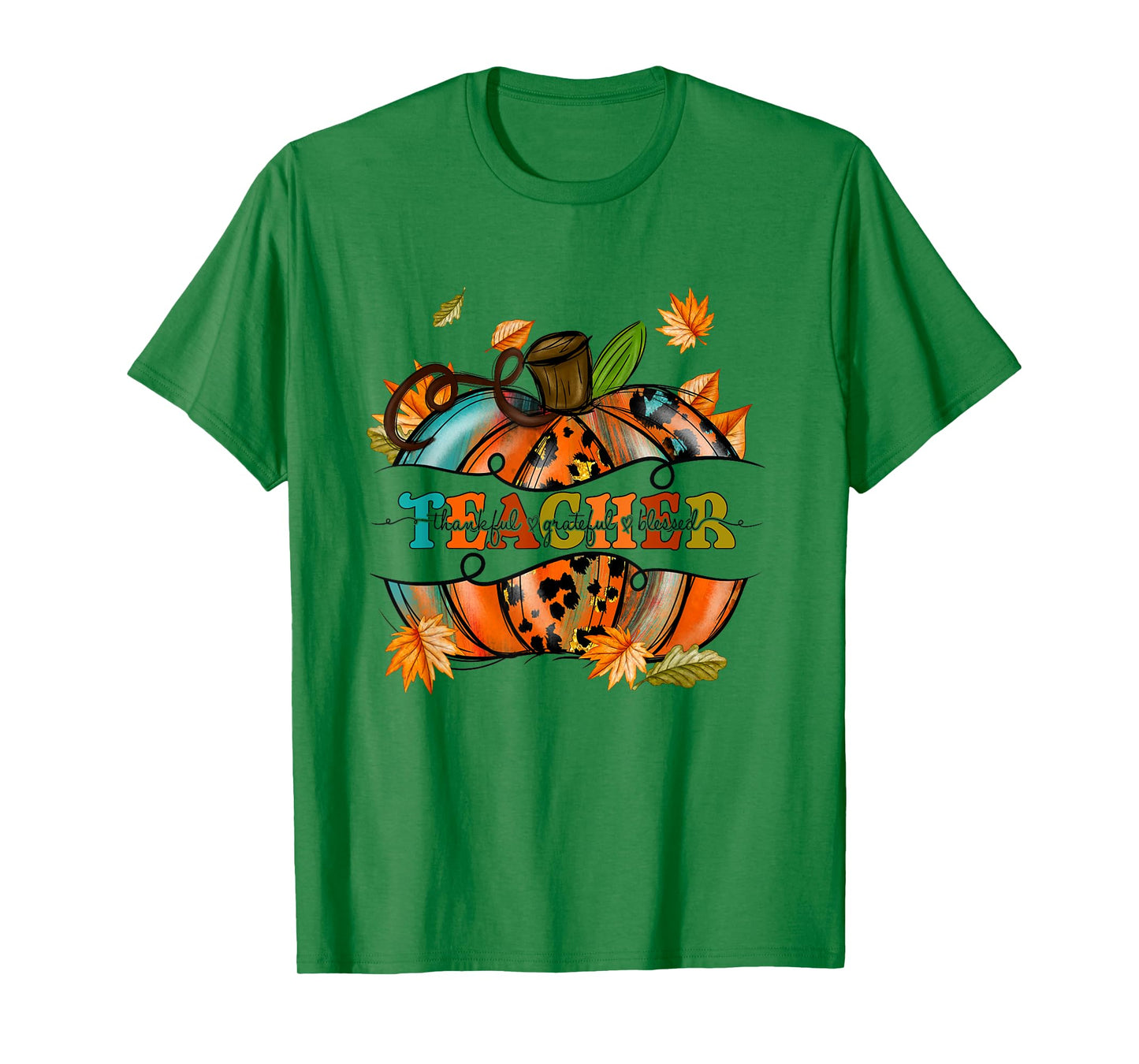 Autumn Fall Outfit Teacher Thankful Grateful Blessed Pumpkin Men Women T-Shirt