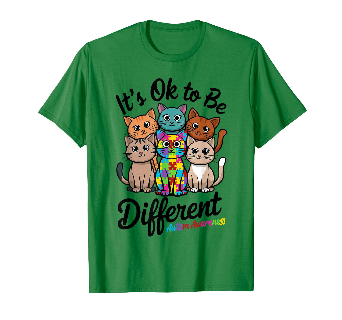 Autistic Cats Kitten Its Ok To Be Different Autism Awareness T-Shirt