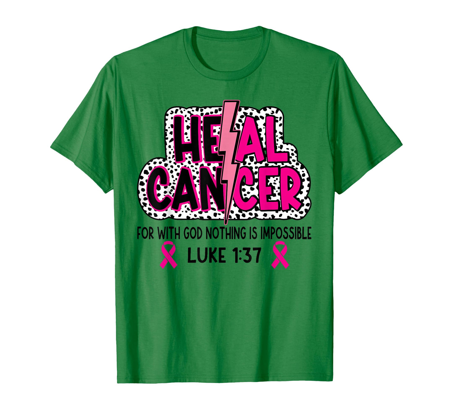 Heal Cancer Pink Ribbon Jesus Christ Breast Cancer Awareness T-Shirt