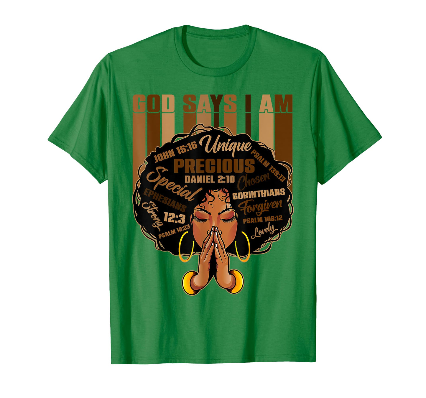 God Says I Am Black History Month Christian Afro Girls Women T-Shirt