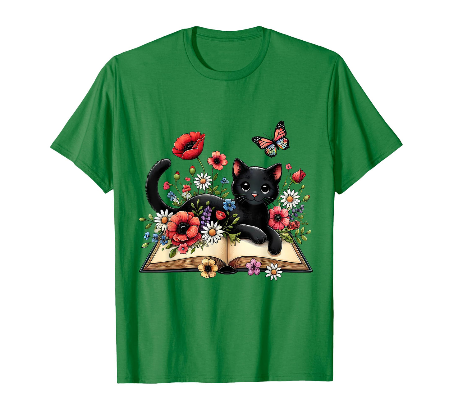 Cat Reading Book Cute Cat And Book Lover For Women Girls Kid T-Shirt