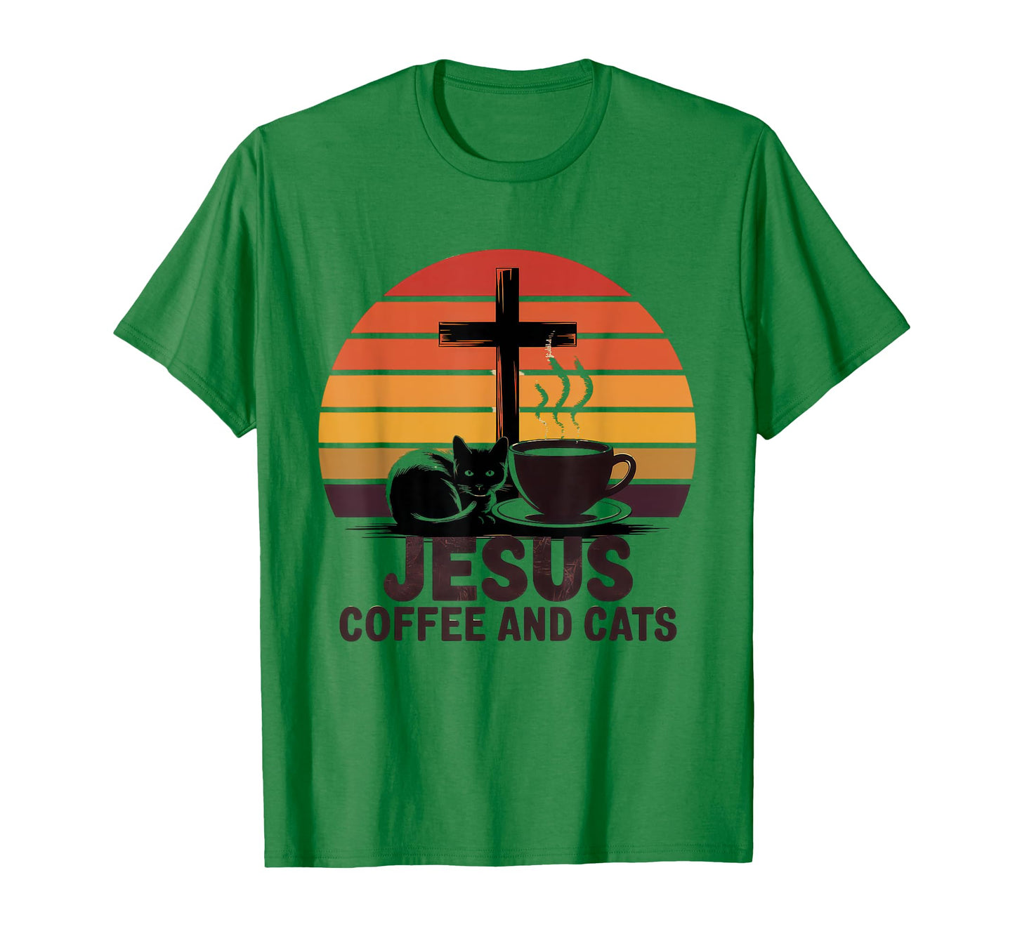 Jesus Coffee Cats Funny Cute Design Jesus Lovers Christian T-Shirt