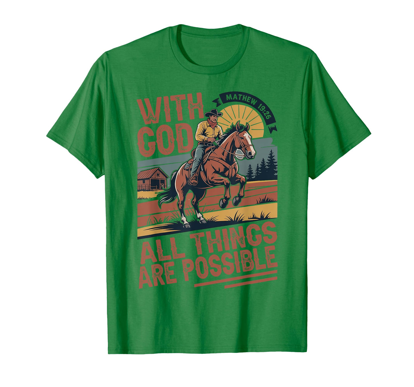 Vintage Cowboy Bible Scripture Verse Jesus Christian Faith T-Shirt