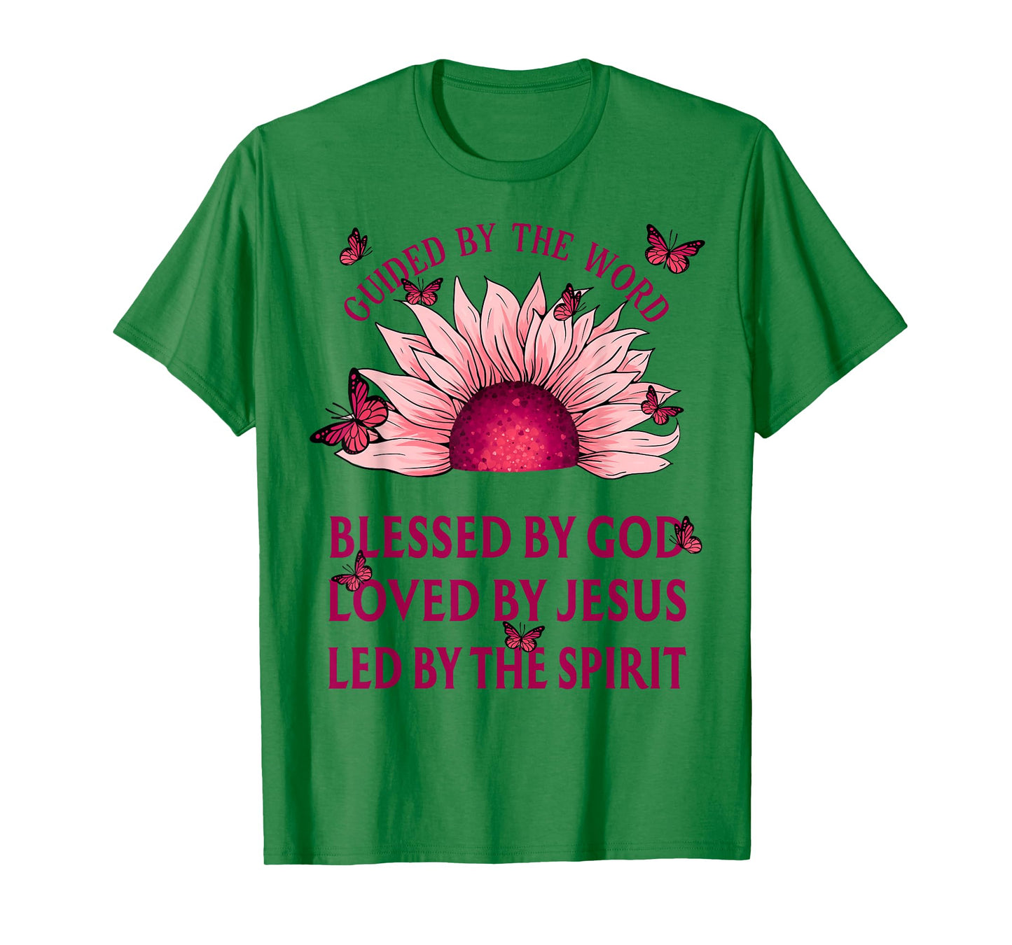 Guided By The Bible Blessed By God Pink Sunflower T-Shirt