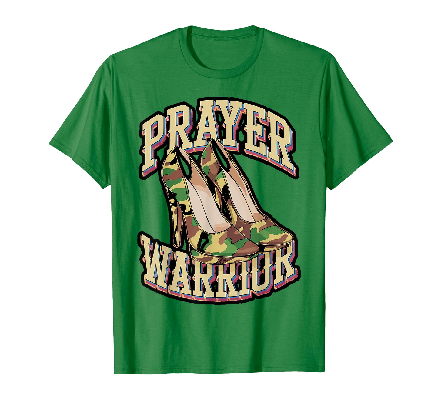 Prayer Warrior Camo High Heel Faith Design T-Shirt