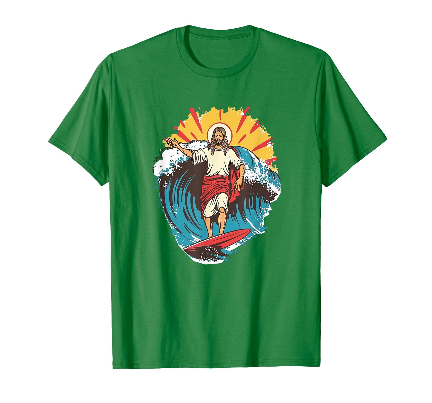 Jesus Surfing Beach Jesus Funny Christian Meme Surf Humor T-Shirt