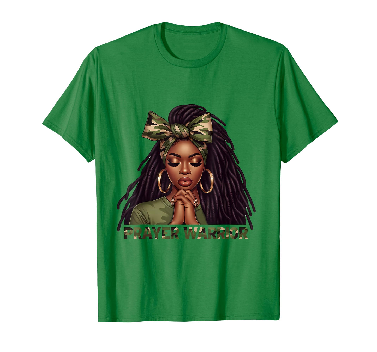 Christian Inspirational Camo Pray Faith Black Woman T-Shirt