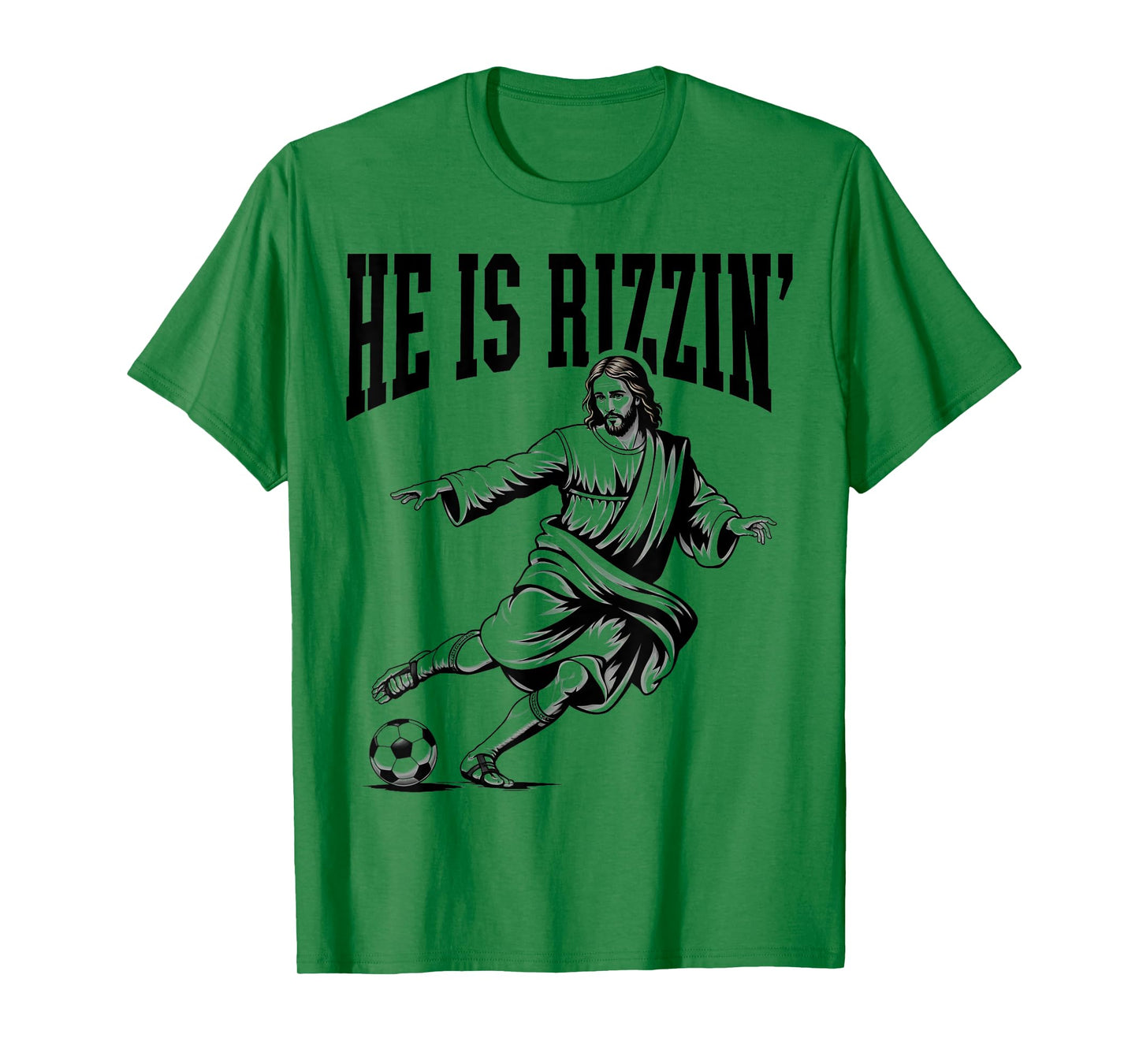 Rizzen Funny Sports Rizz He is Rizzin Jesus Playing Soccer T-Shirt