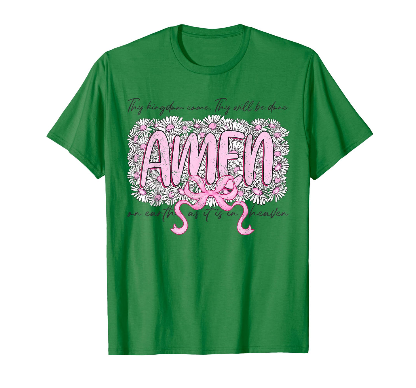 Floral AMEN Coquette Bow Bible Verse Christian Jesus Women T-Shirt