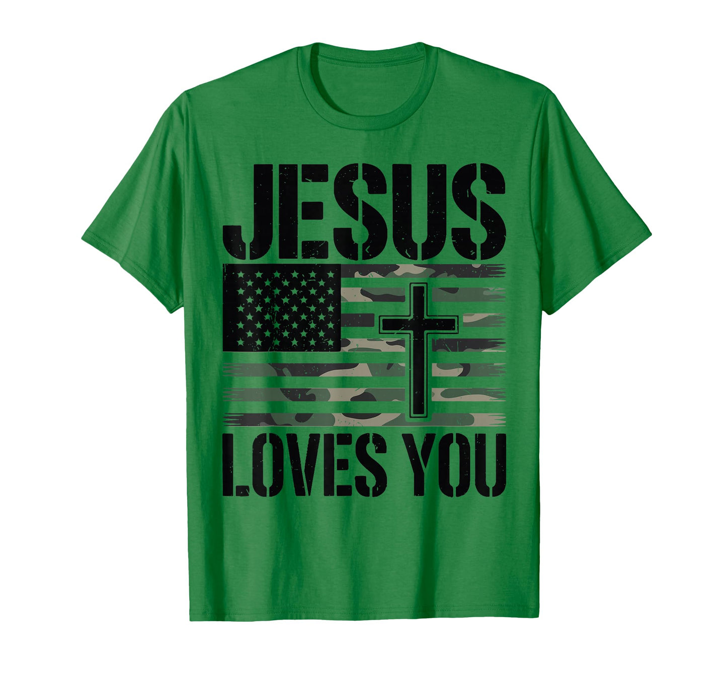 Camo Jesus Loves You Teen Girl Cute Christian Bible Verse T-Shirt